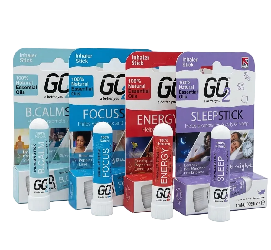 SET OF all 4 - Go2 Natural Essential Oil Inhaler Stick – Sleep, B.Calm, Focus & Energy Boost  -