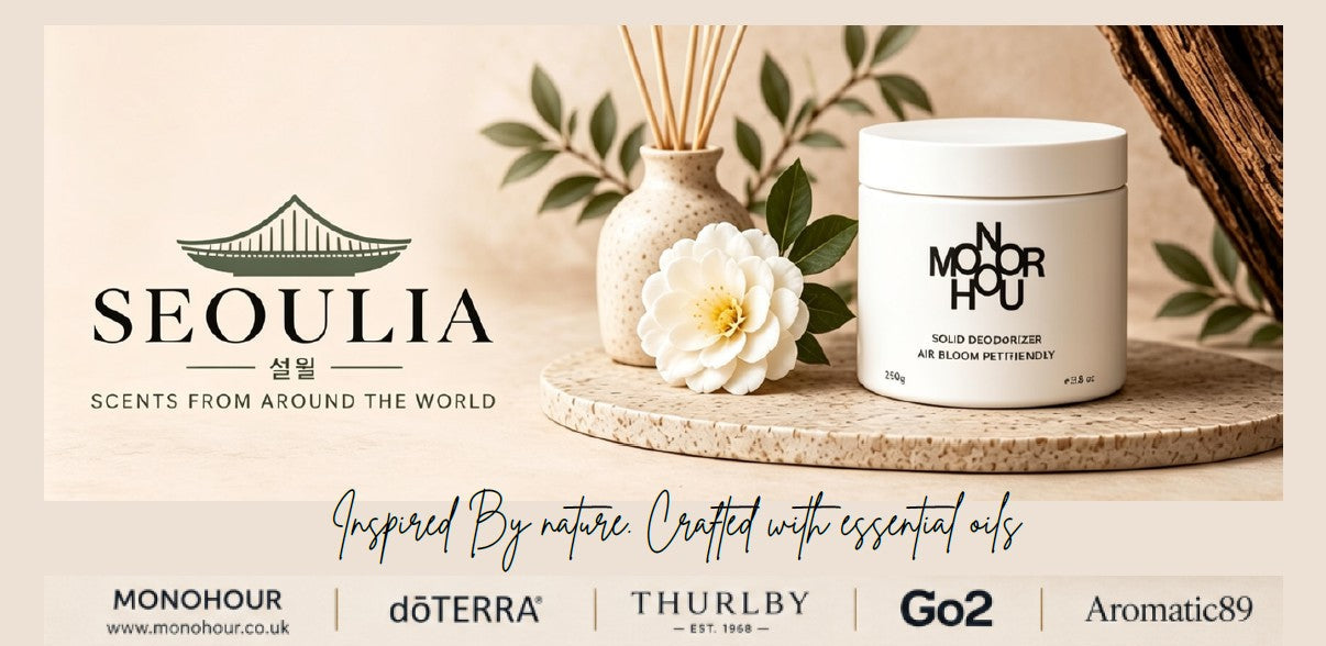 Seoulia product with Monohour, doTERRA, Thurlby, Go2, and Aromatic89 branding on a neutral background.